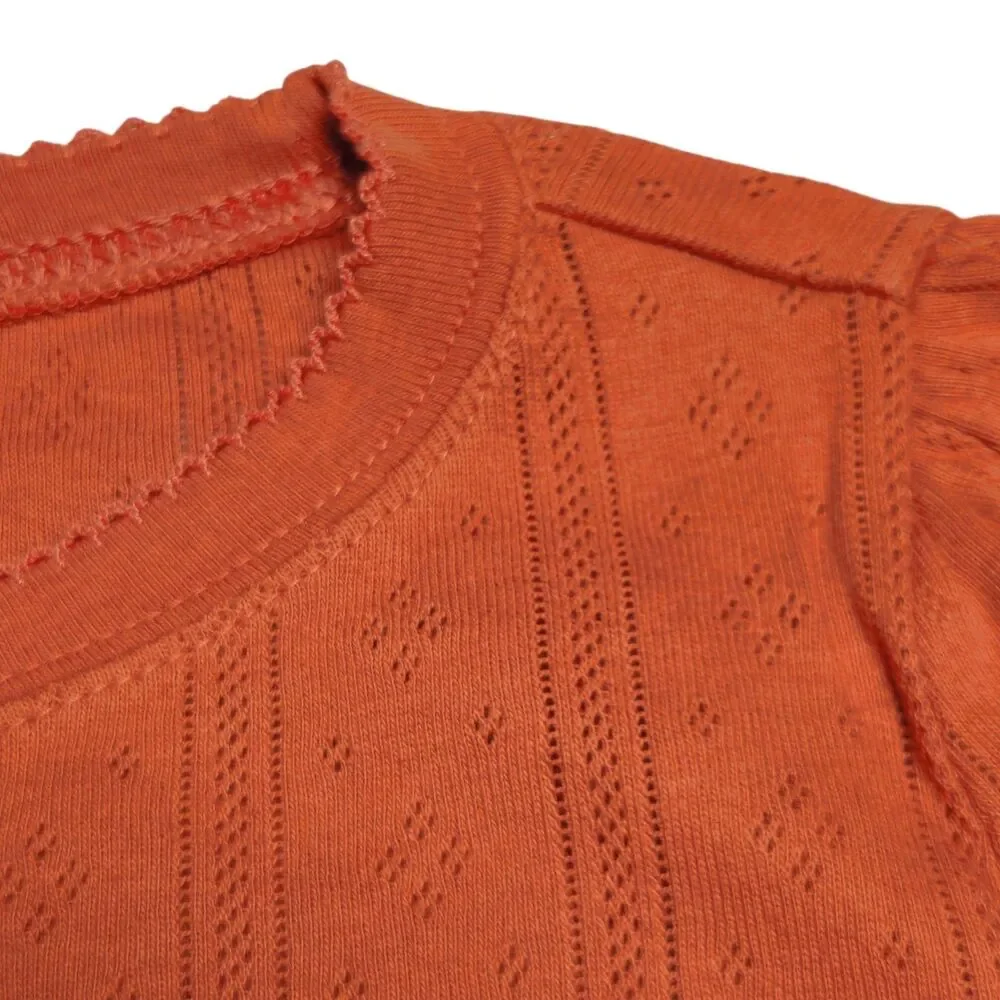 Vintage Gymboree Long Sleeved Top Size 5 Orange Pointelle Knit Lightweight NWT